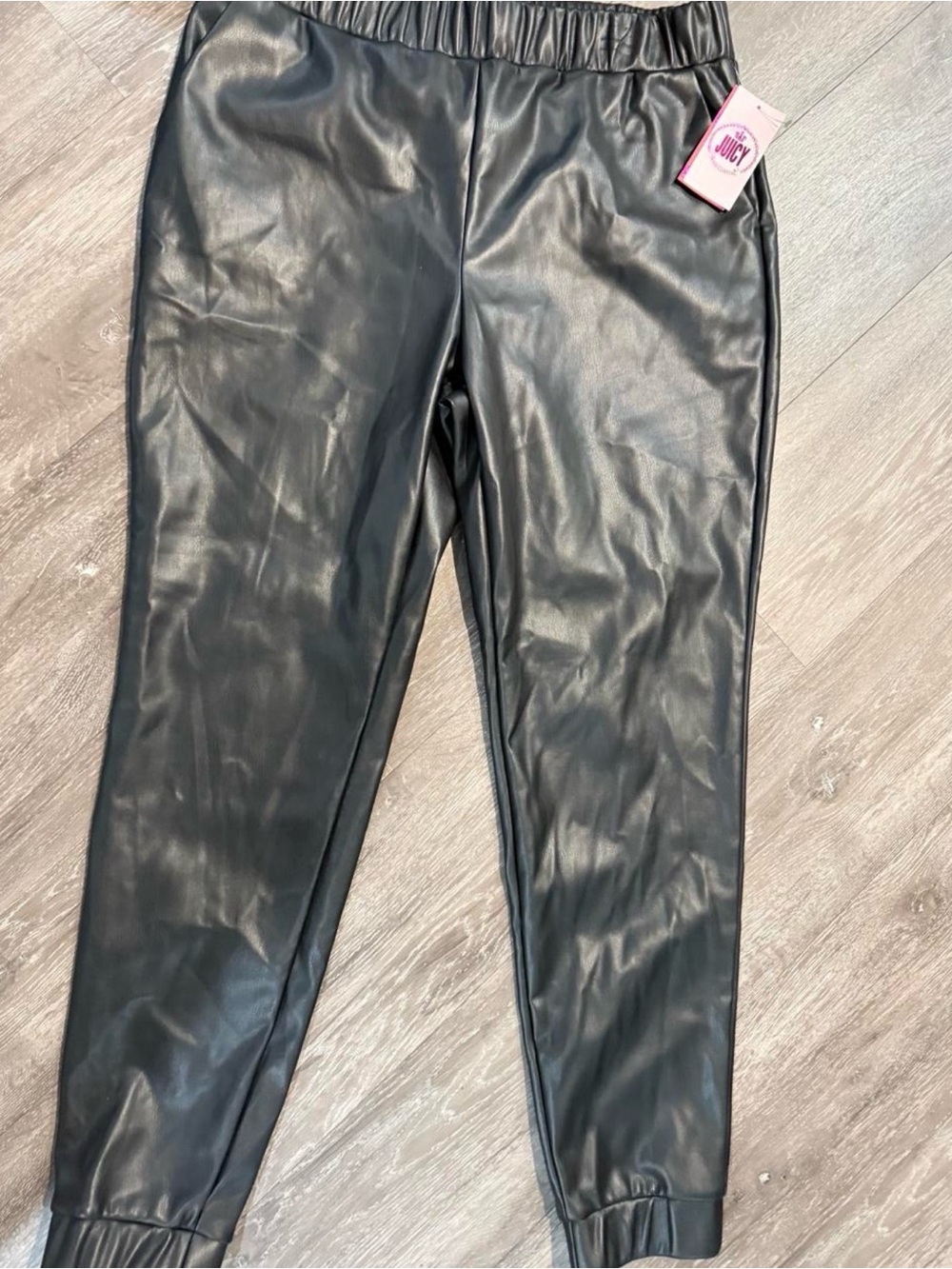 Juicy Couture Women's Black Faux Leather Jogger Pants NWT
